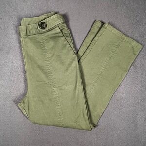Tularosa Women Olive‎ Green Button Front Pants Small Stretch Cotton Soft Utility
